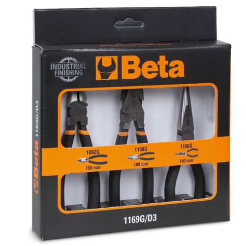 Beta Tools Zestaw 3 szczypiec 1169G/D3, z rączkami z powłoką PVC