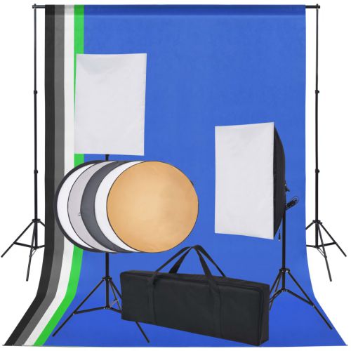 vidaXL Sprzęt do studia fotograficznego: tło 5 kolorów i 2 softboxy