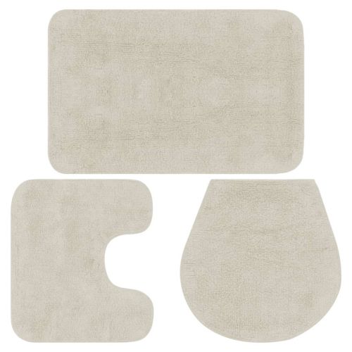 vidaXL 3-częściowy zestaw mat łazienkowych, tkanina, biały