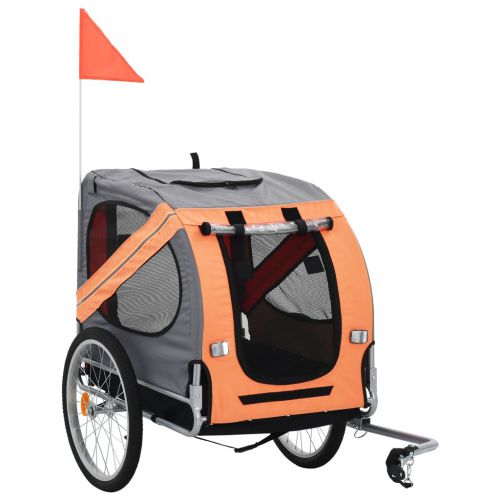 vidaXL Przyczepka rowerowa dla psa, pomarańczowo-szara