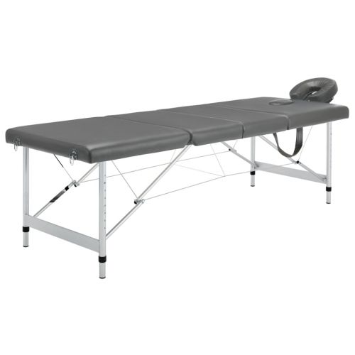 vidaXL Stół do masażu, 4 strefy, rama z aluminium, antracyt, 186x68cm