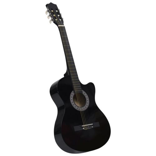 vidaXL Gitara klasyczna z wycięciem, 6 strun, czarna, 38\