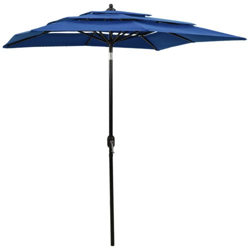 vidaXL 3-poziomowy parasol na aluminiowym słupku, lazurowy, 2x2 m