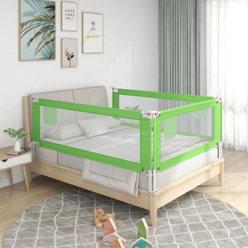 vidaXL Barierka do łóżeczka dziecięcego, zielona, 100x25 cm, tkanina