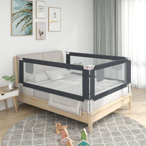 vidaXL Barierka do łóżeczka dziecięcego, ciemnoszara, 190x25 cm, tkanina