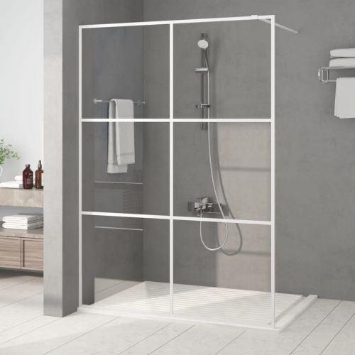 vidaXL Ścianka prysznicowa, biała, 140x195 cm, przezroczyste szkło ESG