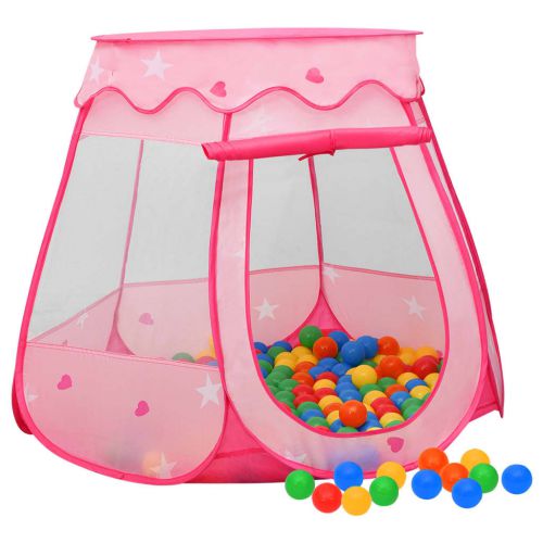 vidaXL Namiot do zabawy z 250 piłeczkami, różowy, 102x102x82 cm