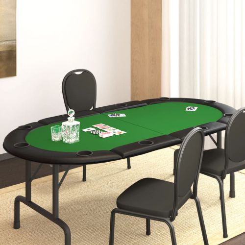 vidaXL Składany blat do pokera dla 10 osób, zielony, 208x106x3 cm
