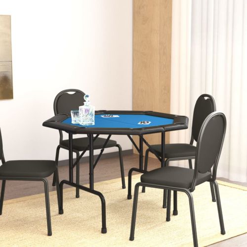 vidaXL Składany stół do pokera dla 8 osób, niebieski, 108x108x75 cm