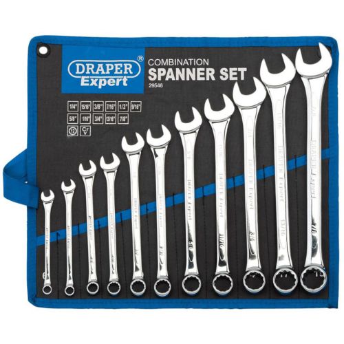 Draper Tools Expert Zestaw 11 kluczy płasko-oczkowych, srebrny, 29546