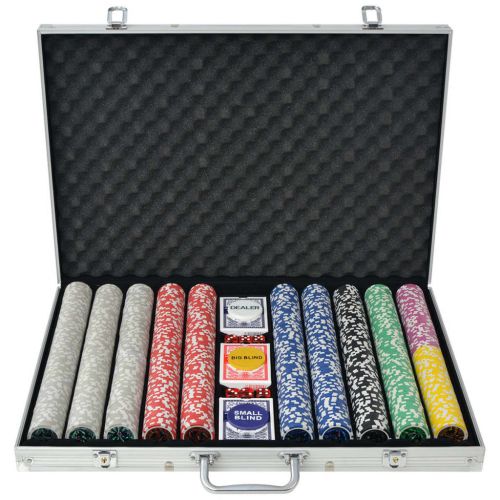 vidaXL Zestaw do gry w pokera 1000 żetonów laserowych, aluminium