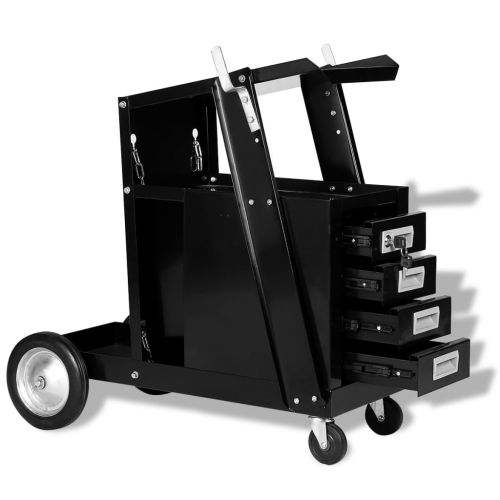 vidaXL Wózek spawalniczy z 4 szufladami, czarny