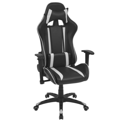vidaXL Rozkładane krzesło biurowe, sportowe, sztuczna skóra, białe