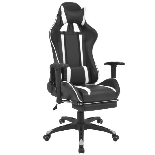 vidaXL Regulowane krzesło biurowe z podnóżkiem, białe