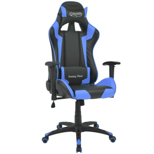 vidaXL Odchylane krzesło biurowe, sportowe, sztuczna skóra, niebieskie