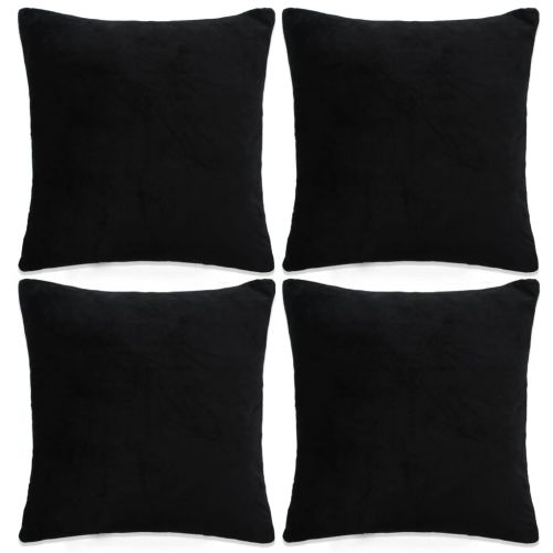 vidaXL Poszewki na poduszki, 4 szt, tkanina, 40x40 cm, czarne