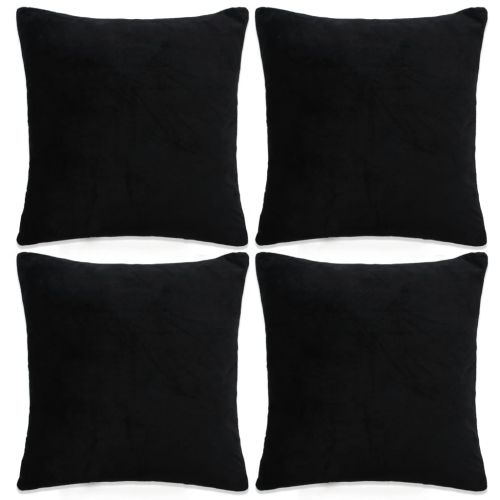 vidaXL Poszewki na poduszki, 4 szt, tkanina, 50x50 cm, czarne