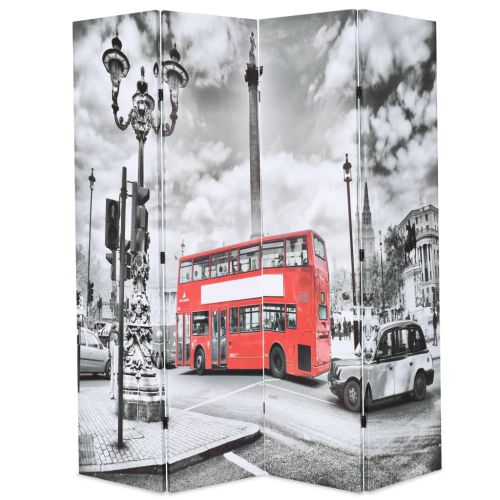 vidaXL Składany parawan, 160x170 cm, londyński autobus, czarno-biały