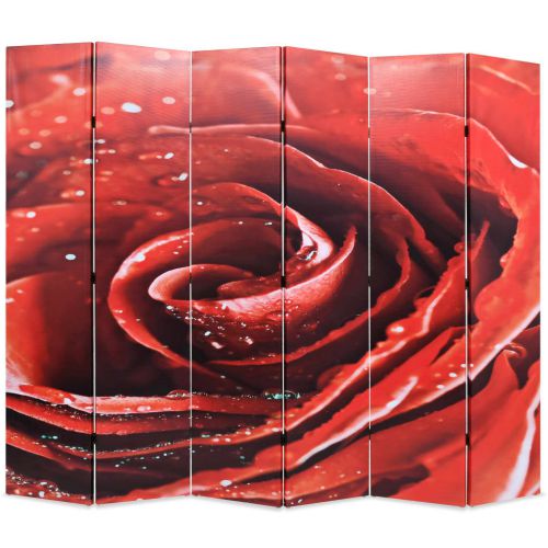 vidaXL Składany parawan, 228x170 cm, czerwona róża