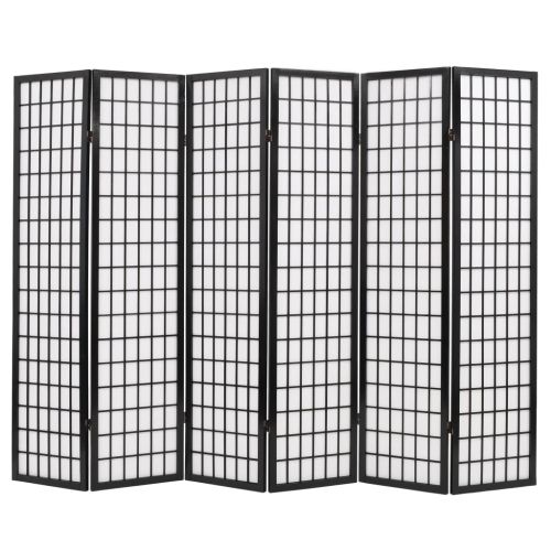 vidaXL Składany prawan 6-panelowy w stylu japońskim, 240x170, czarny