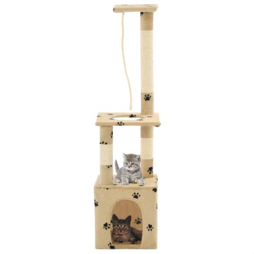 vidaXL Drapak dla kota ze słupkami sizalowymi, 109 cm, beżowy w łapki