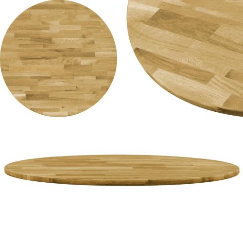 vidaXL Okrągły blat do stolika z litego drewna dębowego, 23 mm, 800 mm