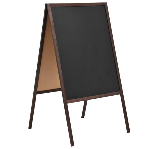 vidaXL Dwustronna tablica kredowa, stojąca, drewno cedrowe, 60 x 80 cm