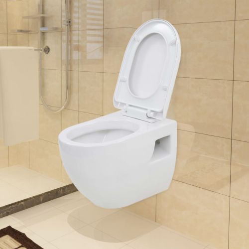 vidaXL Toaleta wisząca, ceramiczna, biała