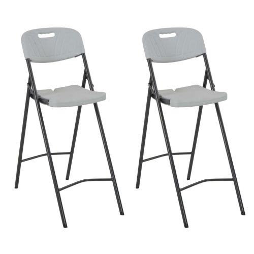 vidaXL Składane krzesła barowe, 2 szt., HDPE i stal, białe