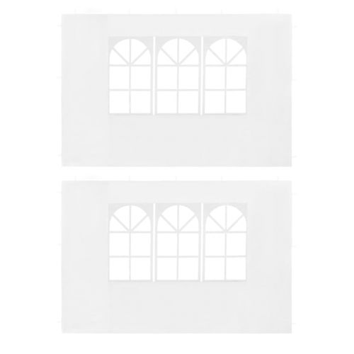 vidaXL Ścianki boczne z oknem do namiotu ogrodowego, 2 szt., PE, białe