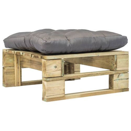 vidaXL Ogrodowe siedzisko z palet z szarą poduszką, drewno