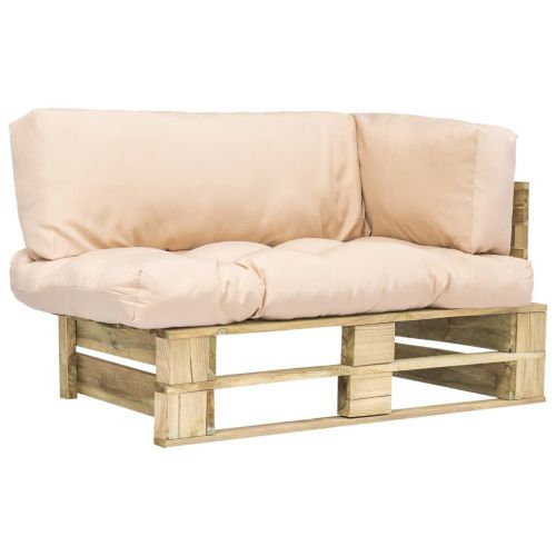 vidaXL Sofa ogrodowa z palet z piaskowymi poduszkami, drewno