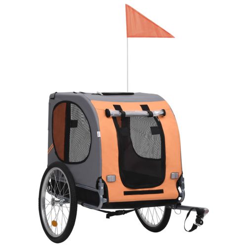 vidaXL Przyczepka rowerowa dla psa, pomarańczowo-szara