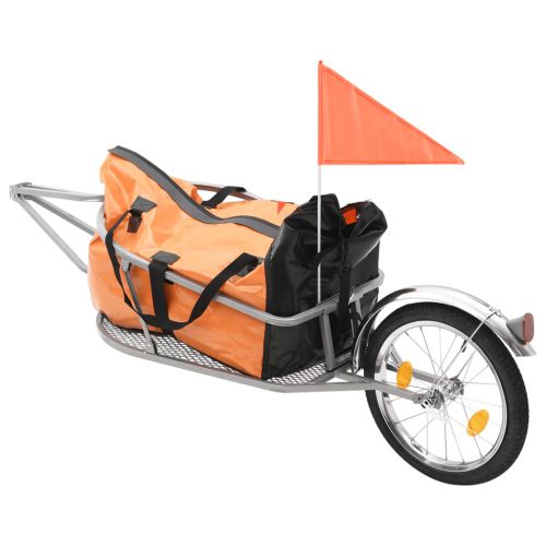 vidaXL Rowerowa przyczepa na bagaż z pomarańczowo-czarną torbą