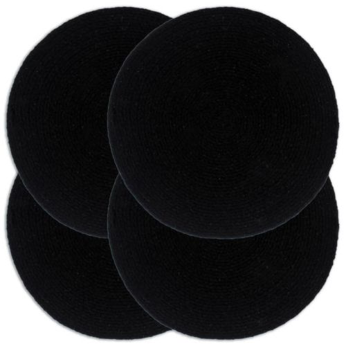 vidaXL Maty na stół, 4 szt., gładkie, czarne, 38 cm, okrągłe, bawełna