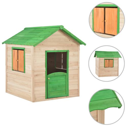 vidaXL Domek do zabawy dla dzieci, drewno jodłowe, zielony