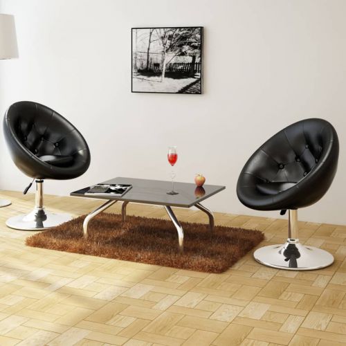 vidaXL Krzesła barowe, 2 szt., czarne, sztuczna skóra