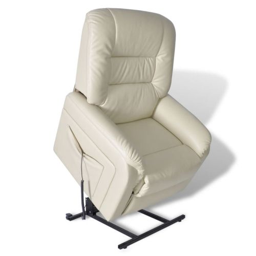 vidaXL Rozkładany fotel telewizyjny, beżowy, sztuczna skóra