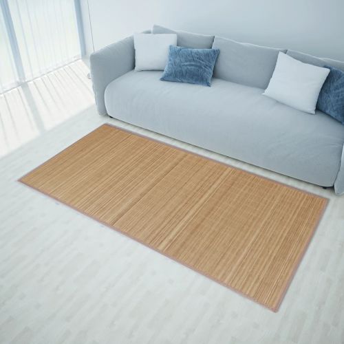 Brązowy, prostokątny dywan bambusowy, 80 x 300 cm
