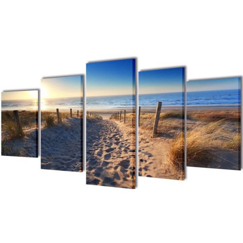 Zestaw obrazów Canvas 100 x 50 cm Piasek na plaży