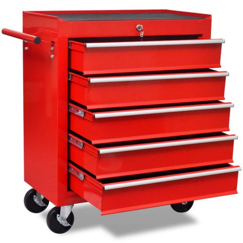 vidaXL Wózek narzędziowy/warsztatowy z 5 szufladami, czerwony