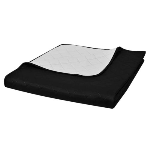 vidaXL Dwustronna pikowana narzuta na łóżko, czarno-biała, 230x260 cm