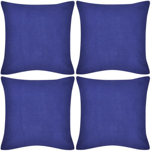 4 niebieskie poszewki na poduszki, bawełniane, 80 x 80 cm