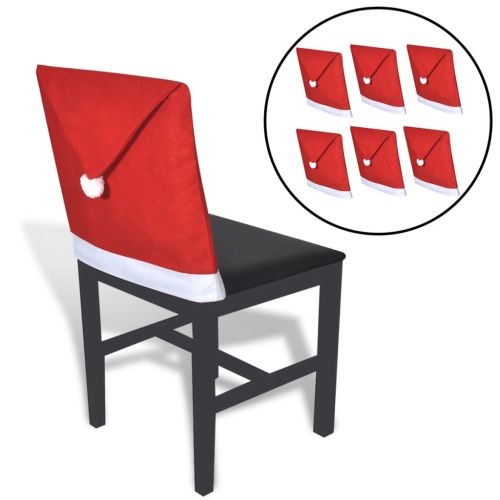 vidaXL Pokrowce na oparcia krzeseł w kształcie czapki Mikołaja, 6 szt.