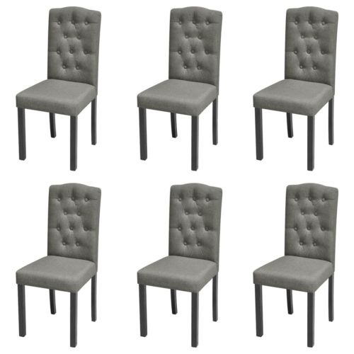 vidaXL Krzesła stołowe, 6 szt., szare, tkanina
