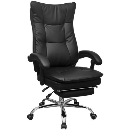 vidaXL Regulowane krzesło biurowe z podnóżkiem czarne