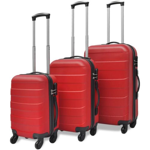 vidaXL Zestaw 3 walizek podróżnych, czerwony, 45,5/55/66 cm