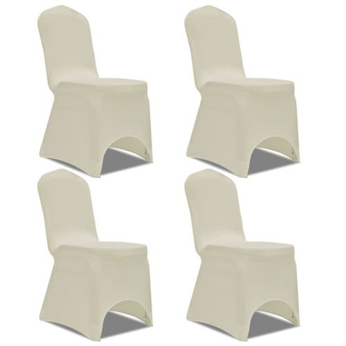 vidaXL Elastyczne pokrowce na krzesło kremowe 4 szt.