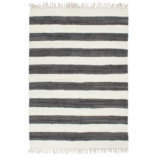 vidaXL Ręcznie tkany dywan Chindi 200x290cm bawełna, antracytowo-biały