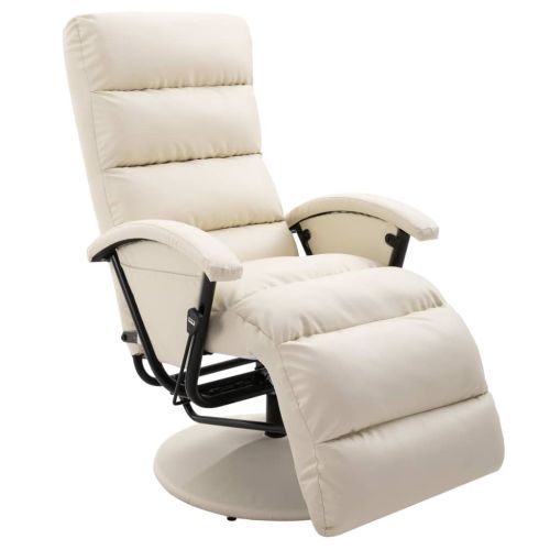 vidaXL Rozkładany fotel telewizyjny, kremowy, sztuczna skóra